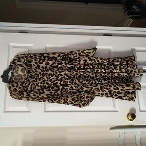 CUTE animal print dress with tie belt and adjustable sleeves, bin